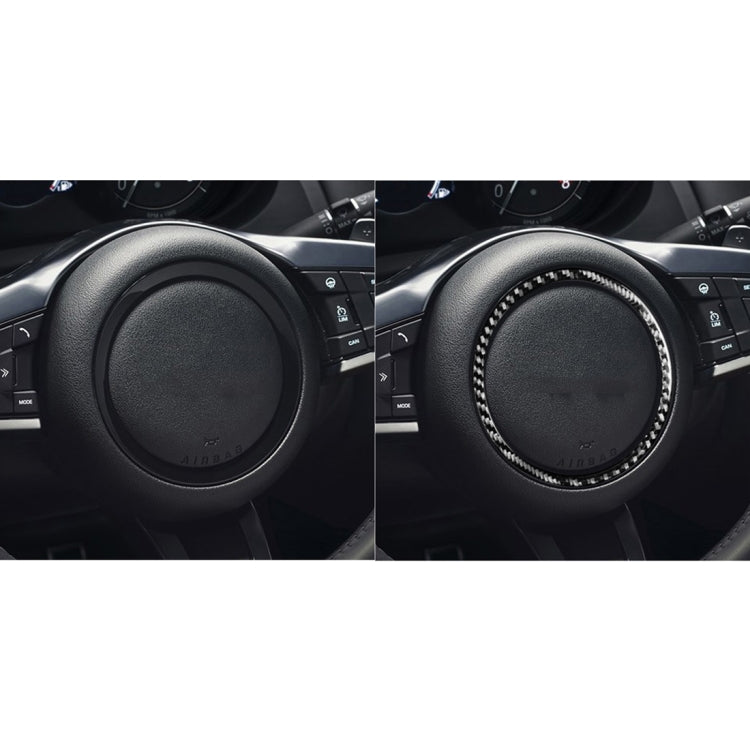 Car Carbon Fiber Steering Wheel Logo Decorative Stickers for Jaguar F-PACE X761 XE X760 XF X260 XJ 2016-2020, Left and Right Drive Universal, Steering Wheel Logo