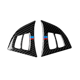 2 in 1 Car Carbon Fiber Tricolor Steering Wheel Buttons Decorative Sticker for BMW E70 X5 2008-2013, Left and Right Drive Universal, Steering Wheel Buttons(Tricolor)