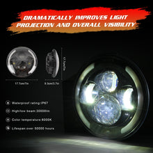 Load image into Gallery viewer, 7 inch H4 / H13 DC 9V-30V 3000LM 3000K-6000K 25W Car Round Shape LED Headlight Lamps for Jeep Wrangler, with Angel Eye, For Jeep Wrangler, For Jeep Wrangler (Blue Light)