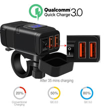 Load image into Gallery viewer, Universal Car Super Quick Dual Port USB Charger Power Outlet Adapter with LED Digital Voltmeter