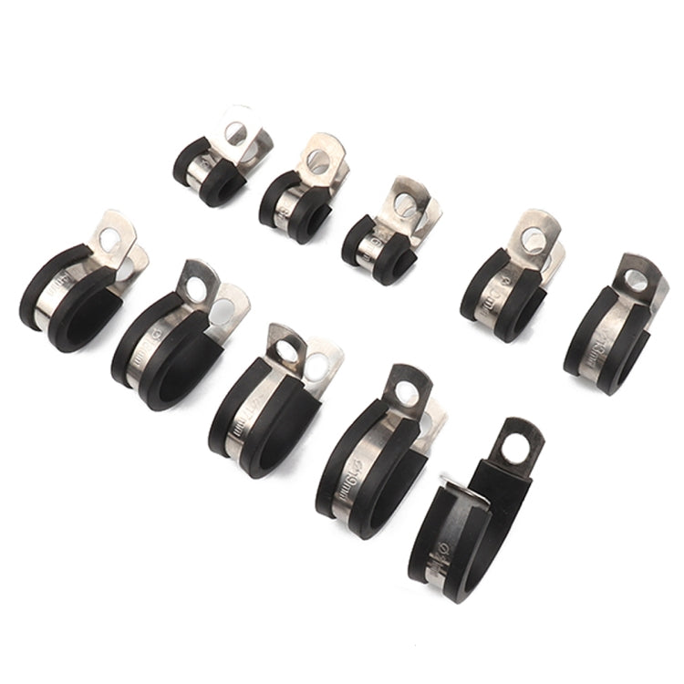10 PCS Car Rubber Cushion Pipe Clamps Stainless Steel Clamps, Size: 3/4 inch (19mm), Size: 3/4 inch (19mm)