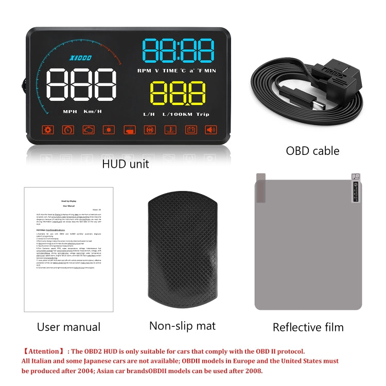 A9 5.5 inch Universal Car OBD2 HUD Vehicle-mounted Head Up Display, A9(Blue), A9(Yellow)