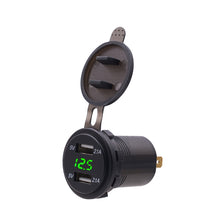 Load image into Gallery viewer, Universal Car Dual Port USB Charger Power Outlet Adapter 4.2A 5V IP66 with LED Digital Voltmeter + 60cm Cable, 4.2A Voltmeter + 60cm Cable(Blue Light), 4.2A Voltmeter + 60cm Cable(Green Light), 4.2A Voltmeter + 60cm Cable(Red Light)