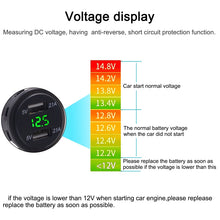 Load image into Gallery viewer, Universal Car Dual Port USB Charger Power Outlet Adapter 4.2A 5V IP66 with LED Digital Voltmeter + 60cm Cable, 4.2A Voltmeter + 60cm Cable(Blue Light), 4.2A Voltmeter + 60cm Cable(Green Light), 4.2A Voltmeter + 60cm Cable(Red Light)