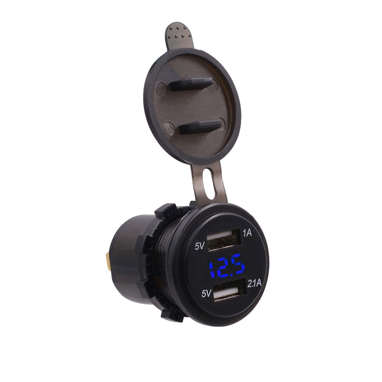 Universal Car Dual Port USB Charger Power Outlet Adapter 3.1A 5V IP66 with LED Digital Voltmeter + 60cm Cable, 3.1A Voltmeter + 60cm Cable(Blue Light), 3.1A Voltmeter + 60cm Cable(Green Light), 3.1A Voltmeter + 60cm Cable(Red Light)