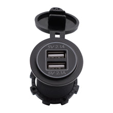 Load image into Gallery viewer, Universal Car Dual USB Charger Power Outlet Adapter 4.2A 5V IP66 with Aperture + 60cm Cable, 4.2A + 60cm Cable(White Light), 4.2A + 60cm Cable(Blue Light), 4.2A + 60cm Cable(Green Light), 4.2A + 60cm Cable(Orange Light), 4.2A + 60cm Cable(Red Light)