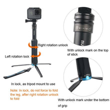 Load image into Gallery viewer, Portable Foldable Tripod Holder Selfie Monopod Stick for GoPro, Insta360, DJI and Other Action Cameras, Length: 23.5-81cm, RUIGPRO