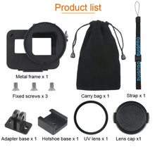 Load image into Gallery viewer, Housing Shell CNC Aluminum Alloy Protective Cage with Insurance Frame &amp; 52mm UV Lens for GoPro HERO7 Black /6 /5, 52mm UV Black, 52mm UV Blue, 52mm UV Red