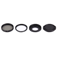 Load image into Gallery viewer, JUNESTAR 4 in 1 Proffesional 40.5mm Lens Filter(CPL + UV) &amp; Waterproof Housing Case Adapter Ring &amp; Lens Protective Cap for GoPro HERO4 / 3+ / 3 Sport Action Camera, 4 in 1 40.5mm Lens