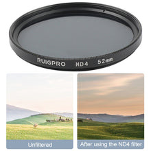Load image into Gallery viewer, RUIGPRO for GoPro HERO 7/6 /5 Professional 52mm ND4 Lens Filter with Filter Adapter Ring &amp; Lens Cap, ND4 Lens