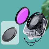 RUIGPRO for GoPro HERO8 Professional 58mm Color Dive Housing Lens Filter + Dive Housing Waterproof Case with Filter Adapter Ring & Lens Cap