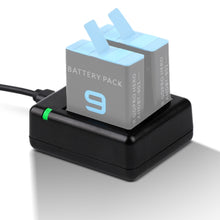 Load image into Gallery viewer, USB Dual Batteries Charger with Cable &amp; Indicator Light for GoPro HERO9 Black / HERO10 Black / HERO11 Black / HERO12 Black, For GoPro HERO9 Black