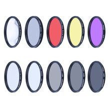 Load image into Gallery viewer, RUIGPRO for GoPro HERO10 Black / HERO9 Black Professional 52mm 52mm 10 in 1 UV+ND2+ND4+ND8+Star 8+ +CPL+Yellow/Red/Purple+10X Close-up Lens Filter with Filter Adapter Ring &amp; Lens Cap