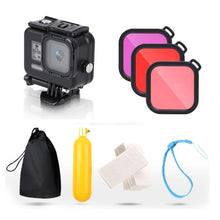 Load image into Gallery viewer, For GoPro HERO8 Black 45m Waterproof Housing Protective Case with Buckle Basic Mount &amp; Screw &amp; (Purple, Red, Pink) Filters &amp; Floating Bobber Grip &amp; Strap &amp; Anti-Fog Inserts, Transparent HERO8 Case+Filters