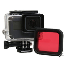 Load image into Gallery viewer, For GoPro HERO5 30m Waterproof PC &amp; ABS Housing Protective Case + Camera Lens Red Quadrate Filter with Buckle Basic Mount &amp; Long Screw &amp; Anti-lost Hand Strap, Protective Case + Filter