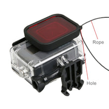 Load image into Gallery viewer, For GoPro HERO5 30m Waterproof PC &amp; ABS Housing Protective Case + Camera Lens Red Quadrate Filter with Buckle Basic Mount &amp; Long Screw &amp; Anti-lost Hand Strap, Protective Case + Filter