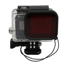 Load image into Gallery viewer, For GoPro HERO5 30m Waterproof PC &amp; ABS Housing Protective Case + Camera Lens Red Quadrate Filter with Buckle Basic Mount &amp; Long Screw &amp; Anti-lost Hand Strap, Protective Case + Filter