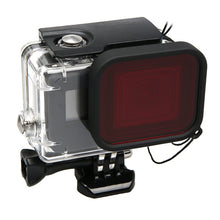 Load image into Gallery viewer, For GoPro HERO5 30m Waterproof PC &amp; ABS Housing Protective Case + Camera Lens Red Quadrate Filter with Buckle Basic Mount &amp; Long Screw &amp; Anti-lost Hand Strap, Protective Case + Filter