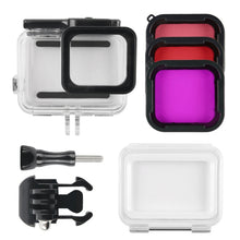 Load image into Gallery viewer, 45m Waterproof Housing Protective Case + Touch Screen Back Cover for GoPro NEW HERO /HERO6 /5, with Buckle Basic Mount &amp; Screw &amp; (Purple, Red, Pink) Filters, No Need to Remove Lens, Touch Screen + Filters (Transparent), Touch Screen + Filters (Black)