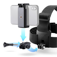 Load image into Gallery viewer, Elastic Mount Belt Adjustable Head Strap with Phone Clamp &amp; Screw &amp; S-type Adapter for GoPro HERO10 Black / HERO9 Black /8 /7 /6 /5, Xiaoyi and Other Action Cameras, Smarphones