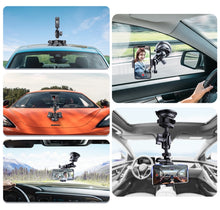 Load image into Gallery viewer, Single Suction Cup Mount Holder with Tripod Adapter &amp; Steel Tether &amp; Safety Buckle, Single Suction Cup