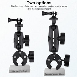 360 Rotation Adjustable Action Camera Bike Motorcycle Handlebar Holder with Phone Clamp, Standard Version with Phone Clamp