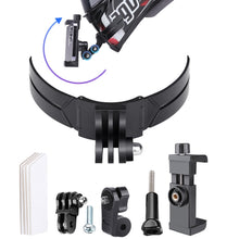 Load image into Gallery viewer, Foldable Bending Action Camera Phone Helmet Mount Kit with J-Hook Buckle &amp; Rotation Phone Clamp &amp; Adapter, Foldable Bending Mount