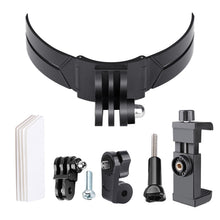Load image into Gallery viewer, Foldable Bending Action Camera Phone Helmet Mount Kit with J-Hook Buckle &amp; Rotation Phone Clamp &amp; Adapter, Foldable Bending Mount