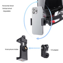 Load image into Gallery viewer, Foldable Bending Action Camera Phone Helmet Mount Kit with J-Hook Buckle &amp; Rotation Phone Clamp &amp; Adapter, Foldable Bending Mount