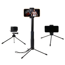 Load image into Gallery viewer, 30-93cm Grip Foldable Tripod Holder Multi-functional Selfie Stick Monopod for GoPro, Insta360, DJI and Other Action Cameras, Phones, Length: 30-93cm