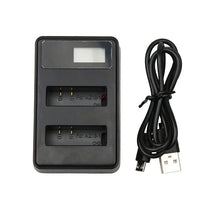 Load image into Gallery viewer, LCD Screen Dual Batteries Charger with USB Cable for Xiaoyi 4K Sport Camera, Displays Charging Capacity (XM47), LCD Screen Battery Charger