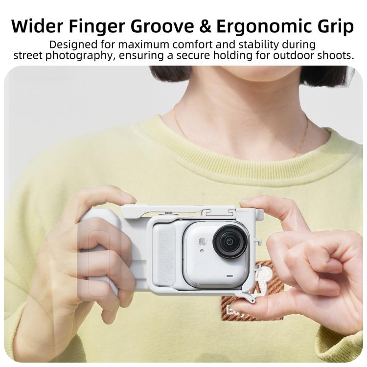 For Insta360 GO Ultra Sunnylife Street Photography Handle Ergonomic Hand Grip Quick Release Shutter Handle, For Insta360 GO Ultra (White), For Insta360 GO Ultra (Black)