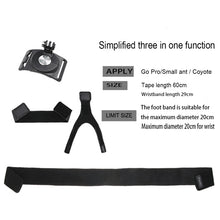 Load image into Gallery viewer, GP278 3 in 1 Hand Wrist Arm Leg Straps 360-degree Rotation Mount for GoPro, Insta360, DJI and Other Action Cameras, GP278