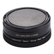 Load image into Gallery viewer, JSR 58mm 16X Macro Lens + Red Diving Lens Filter with Lens Cover + Lens Filter Ring Adapter + String + Cleaning Cloth for GoPro HERO6 /5 Dive Housing, For HERO6 /5