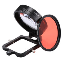 Load image into Gallery viewer, JSR 58mm 16X Macro Lens + Red Diving Lens Filter with Lens Cover + Lens Filter Ring Adapter + String + Cleaning Cloth for GoPro HERO6 /5 Dive Housing, For HERO6 /5