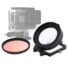Load image into Gallery viewer, JSR 58mm 16X Macro Lens + Red Diving Lens Filter with Lens Cover + Lens Filter Ring Adapter + String + Cleaning Cloth for GoPro HERO6 /5 Dive Housing, For HERO6 /5