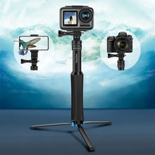 Load image into Gallery viewer, RUIGPRO One-piece Handheld Tripod Selfie Stick Telescopic Monopod Mount for GoPro, Insta360, DJI and Other Action Cameras, Black)
