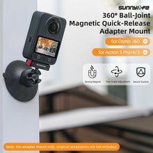 Load image into Gallery viewer, Sunnylife Magnetic Quick-Release Ball-Joint Adapter Mount 360 Rotatable Suction Cup Bracket For DJI Osmo 360 / Action 5 Pro / 4 / 3, For DJI Osmo 360 / Action 5 Pro / 4 / 3