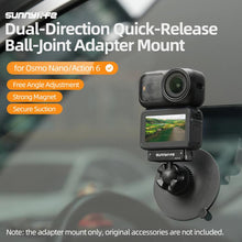 Load image into Gallery viewer, Sunnylife Dual-Direction Magnetic Quick-Release Ball-Joint Adapter Mount 360 Rotatable Suction Cup Bracket For DJI Osmo Nano / Action 6, For DJI Osmo Nano / Action 6