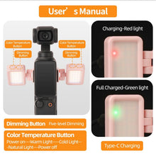 Load image into Gallery viewer, For DJI Osmo Pocket 3 Sunnylife Adjustable LED Video Light Quick-Release Fill Light Tri-Color Dimmable Portable Fill Lamp