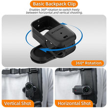 Load image into Gallery viewer, For DJI Osmo Nano Sunnylife Backpack Clip Action Camera Clamp 360 Rotation Vertical-Horizontal Mount 90 Tilt Upgraded Backpack Clip