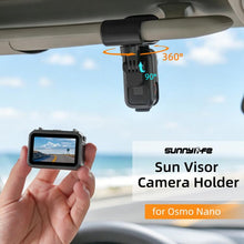 Load image into Gallery viewer, For DJI Osmo Nano Sunnylife Car Sun Visor Mount Action Camera Holder 360 Rotating 90 Tilt Sun Visor Holder, MJ165 Car Sun Visor Mount