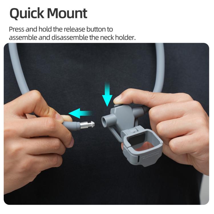 For DJI Osmo Pocket 4 / 3 Sunnylife Adjustable POV Neck Mount Hand Free Video Vlog Neck Selfie Holder with Body Strap