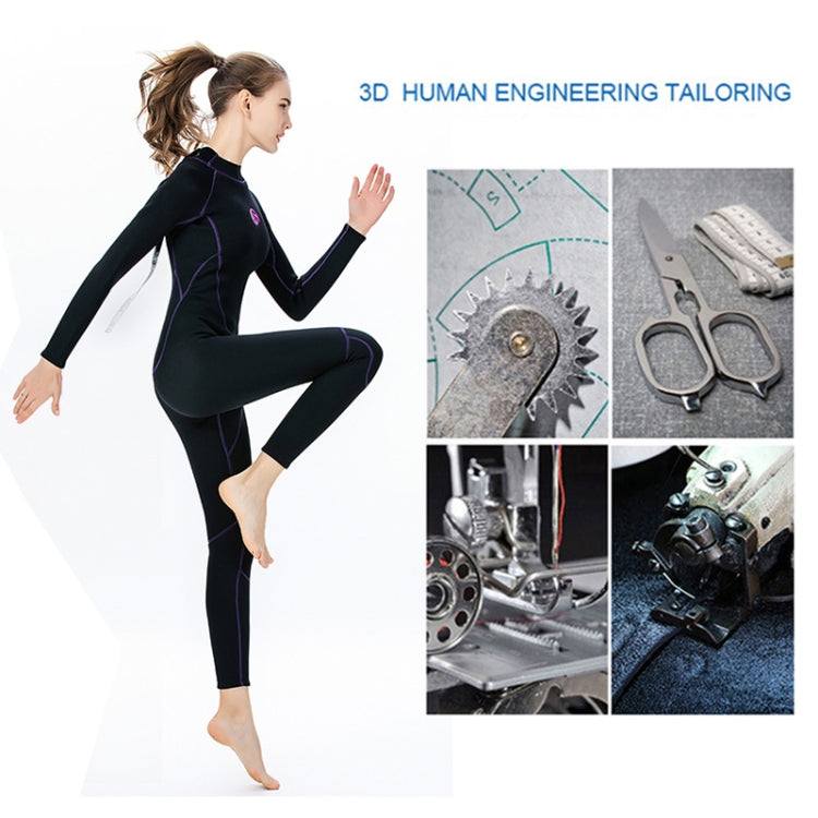 SLINX 1714 3mm Neoprene Super Elastic Warm Long-sleeved Full Body One-piece Wetsuit for Women