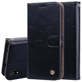 Business Style Oil Wax Texture Horizontal Flip Leather Case for Xiaomi Redmi 7A, with Holder & Card Slots & Wallet, For Xiaomi Redmi 7A