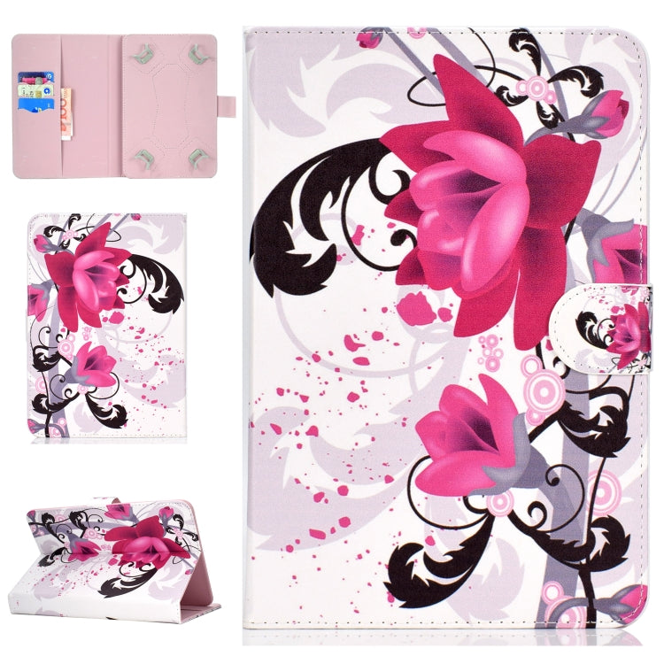 Colored Pattern Drawing Horizontal Flip PU Leather Case with Three-folding Holder & Sleep / Wake-up Function