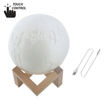 Load image into Gallery viewer, Customized Touch Switch 3-color 3D Print Moon Lamp USB Charging Energy-saving LED Night Light with Wooden Holder Base, 8cm, 10cm, 13cm, 15cm, 18cm, 20cm