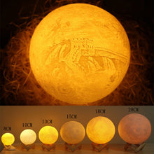 Load image into Gallery viewer, Customized Touch Switch 3-color 3D Print Moon Lamp USB Charging Energy-saving LED Night Light with Wooden Holder Base, 8cm, 10cm, 13cm, 15cm, 18cm, 20cm