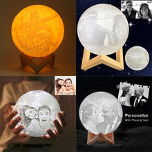 Load image into Gallery viewer, Customized Touch Switch 3-color 3D Print Moon Lamp USB Charging Energy-saving LED Night Light with Wooden Holder Base, 8cm, 10cm, 13cm, 15cm, 18cm, 20cm