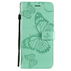 Pressed Printing Butterfly Pattern Horizontal Flip PU Leather Case with Holder & Card Slots & Wallet & Lanyard
